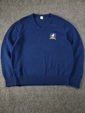 Ted Lasso AFC Richmond Sweater Mens XL V Neck Navy Blue Soccer Pullover